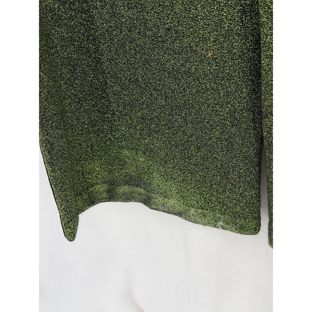 H&M Pants Women 10 Metallic Green Glitter Wide Leg Side Stripe High Waist Disco - Picture 4 of 12